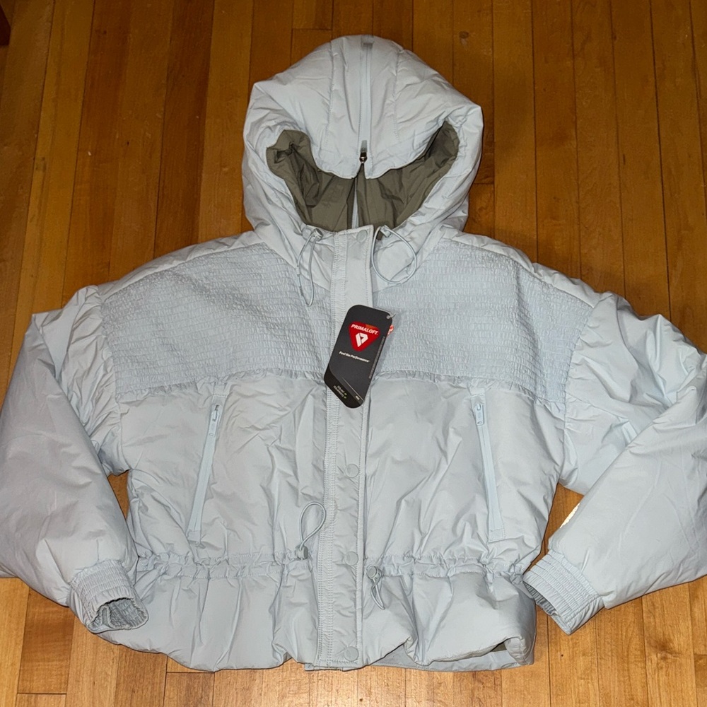 Free People Movement Sunday Skies Light Blue Hooded Jacket Coat NWT Size Large
